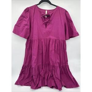 Mata Traders Women's Dress Small Pockets Short Sleeve Solid Pink Above Knee